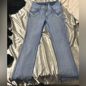 Moda Xpress Size 15 Flare Jeans Light Blue Y2K Bootcut Woven Pockets